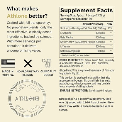 Pre Workout Powder Blue Raspberry Performance Blend- Energy with Caffeine, L-Citrulline, Beta Alaline, Himalayan Pink Salt - No Artificial Dyes (30 Servings)
