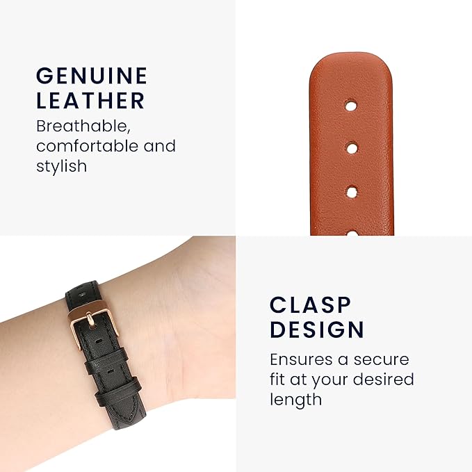 kwmobile Real Leather Watch Strap Compatible with Garmin Lily Sport - Fitness Tracker Replacement Sports Wristband with Clasp