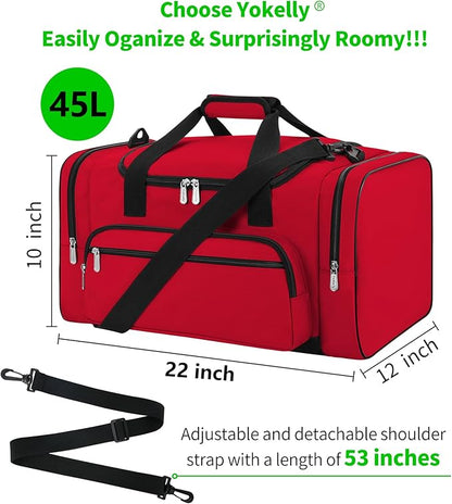 Sports Duffel Bag 22 Inch Travel Gym Duffle - Red