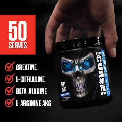 JNX SPORTS The Curse! Pre Workout Powder for Men & Women, Caffeine, Beta-Alanine, Creatine, L-Citrulline, 50 Servings, Sour Candy Flavor ??Boost Energy, Strength & Focus