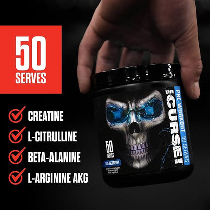 JNX SPORTS The Curse! Pre Workout Powder for Men & Women, Caffeine, Beta-Alanine, Creatine, L-Citrulline, 50 Servings, Peach Rings Flavor ??Boost Energy, Strength & Focus