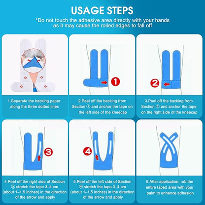 12PCS Precut Kinesiology Tape for Knees | Athletic Tape | Original Cotton & Elastic Kinesiology Athletic Tape – Knee Support & Stability & Pain Relief | Latex-Free | Breathable & Waterproof 3Colors