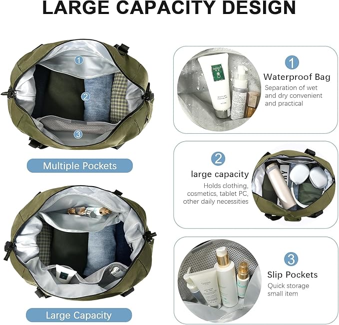 Gym Bag for Men Women, Tactical Travel Duffel bag with Removable Dividers & Shoe Compartment, Weekender Carry on Bag with Toiletry Bag, Overnight Range Bag for Workout Soccer Yoga Gym