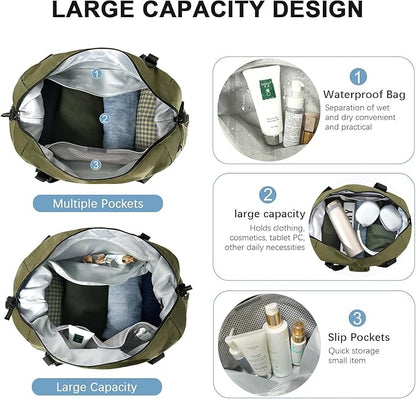 Gym Bag for Men Women, Tactical Travel Duffel bag with Removable Dividers & Shoe Compartment, Weekender Carry on Bag with Toiletry Bag, Overnight Range Bag for Workout Soccer Yoga Gym