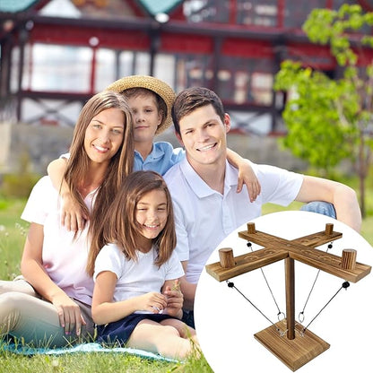 Hook Toss Game, Ring Toss Game, Handmade Wooden Ladder, Throwing Hook and Ring Battle Game for Family