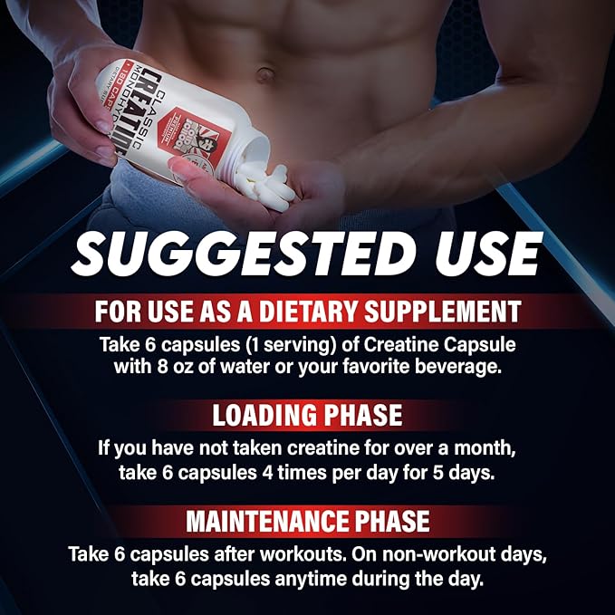 Old School Labs 5000mg Creatine Monohydrate Capsules With BioFit™ (Max Strength) Supports Muscle Growth & Recovery, Performance, Cognitive Health - Creatine Pills for Men & Women, Made in USA 180 Caps
