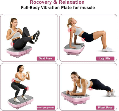 Vibration Plate Exercise Machine, Vibration Plate for Lymphatic Drainage & Body Toning, Whole Body Vibration Plate Platform with Bluetooth, Ultra-Quiet Home Gym Equipment, Resistance Bands