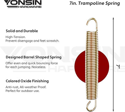 Trampoline Springs Heavy Duty with Swivel & Straight Hooks, Stainless Steel Trampoline Accessories Ideal Spring Replacement, Includes T-Hook Tool