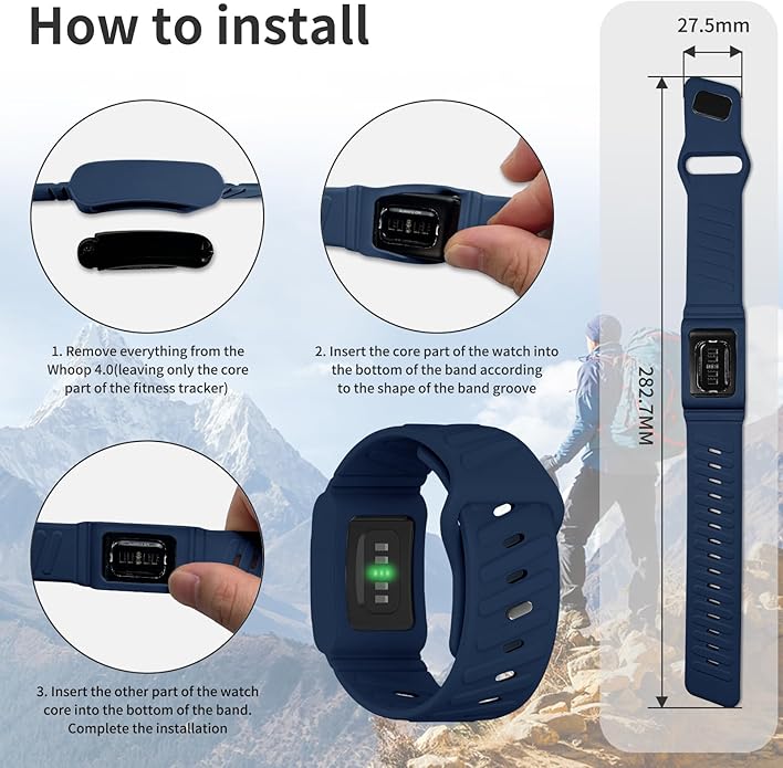 Silicone Sport Band Compatible with Whoop 4.0 Band for Men Women,Soft Comfort Durable Replacement Wristbands for Whoop 5.0 Silicone Bands