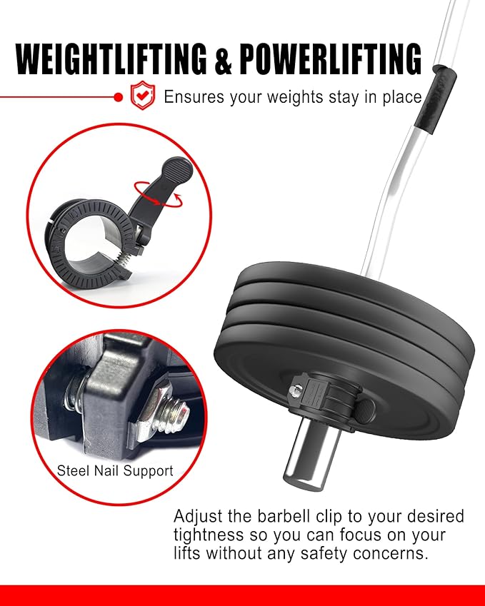 Olympic Barbell Clamps 2 inch Adjustable Barbell Clips Quick Release Pair of Locking Weight Clips for Bars