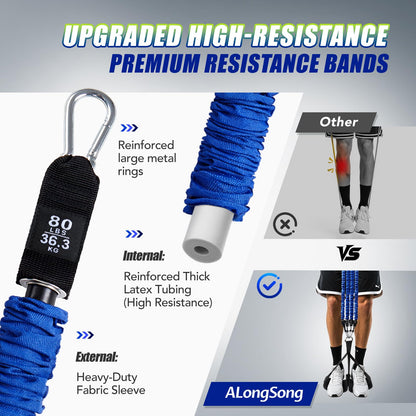 ALongSong Pull Up Assistance Bands with Foot Support Pedal - Upgraded Heavy Duty Resistance Bands