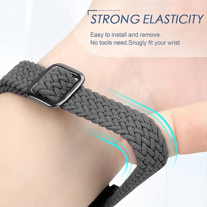 Tiptops Braided Nylon Bands Compatible with Fitbit Inspire 3/Inspire 2/Inspire/Inspire HR/Ace 2/Ace 3, Adjustable Loop Stretchy Straps Replacement Wristbands for Fitbit Inspire Women Men