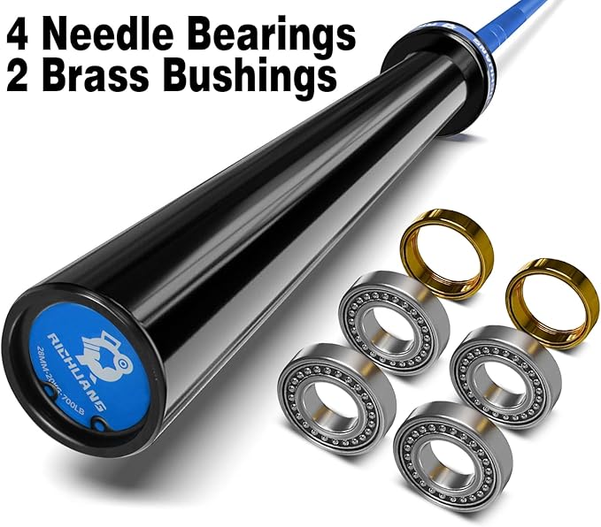 7ft Olympic Barbell, Weightlifting Barbell 28mm 45lb - 500/700/1000lbs Capacity with Smooth Spinning Sleeves, Olympic Bar Fits 2" Olympic Plates, for Snatch Clean Jerk - Home Gym Training