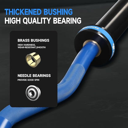 Olympic EZ Curl Barbell Bar, 400LBS Weight Capacity Olympic Curl Bar, 4ft Barbell Weight Bar with Knurled Grip for 2 Inch Weight Plates, Hip Thrusts,Squat,Biceps-Home Gym Weight Bar