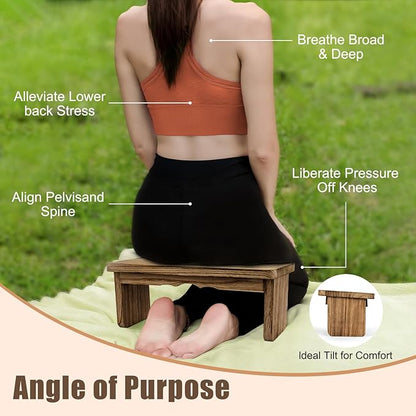 Meditation Bench - Yoga Bench,Wooden Zen Meditation Stool Kneeling Bench for Mindfulness Practice Tea Ceremony and Relaxation Ergonomic Design for Comfort and Support Household，Dark Wood