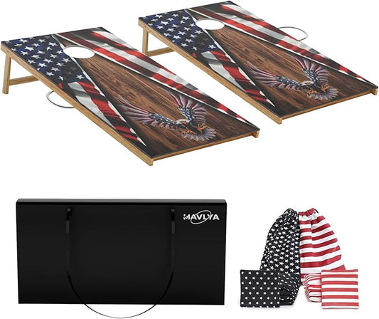 Cornhole Board Set,Corn Hole Games for Adults Outdoor,2X4FT Solid Wood Regulation Cornhole Boards