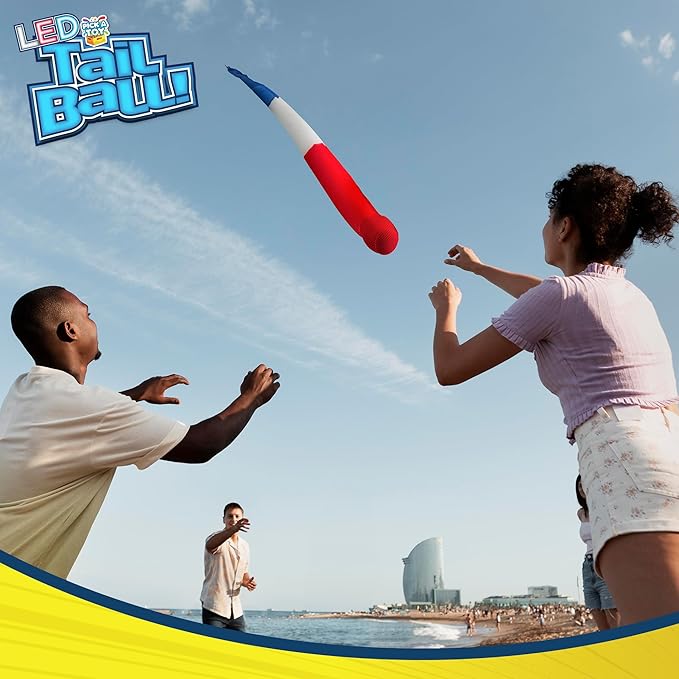 Outdoor Throw and Catch Light Up Ball Games -Kids Sports Ball & LED Tail Glow at Night - Play in The Dark - Fun Throwing Toys for Kids & Adults, Boys & Girls
