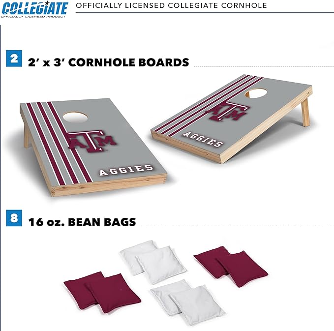 2' x 3' Solid Wood Cornhole Set with Direct Print HD Team Graphics – Great Gift for Any NCAA Fan! Bean Bag Toss Family Outdoor Games