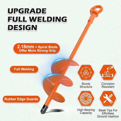 4 Pcs 18" Fully Welded Ground Anchors Shed Anchors Kit with 1/8" Galvanized Cable & Turnbuckles & Carabiners, Heavy Duty Earth Anchors for Sheds Trees Trampoline Greenhouse Swing Set Tent (Orange)