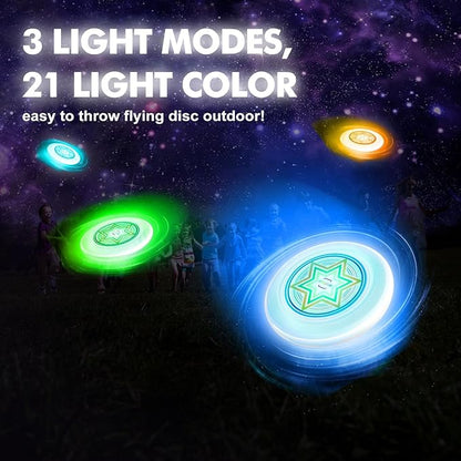 49 LEDs Flying Ring: Super Bright LED Flying Disc, Light Up Flying Disc with 16 Million Color RGB, Rechargeable 175g Flying Ring for Camping Games Beach Birthday Easter Gifts for Kid Adult
