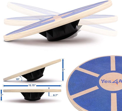 Yes4All Versatile Wooden Wobble Balance Board, Balance Trainer for Mobility Training, Standing Desk, Core Training, Exercise Balance Stability Trainer