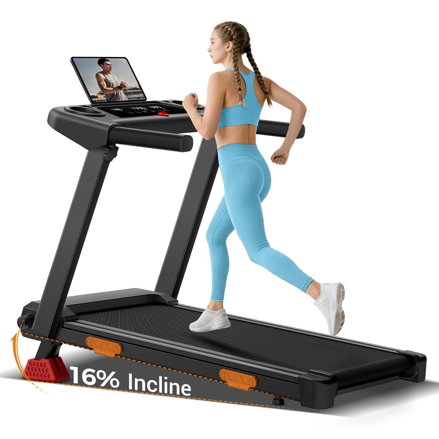 16% Incline Treadmills for Home, Foldable Treadmill with Incline