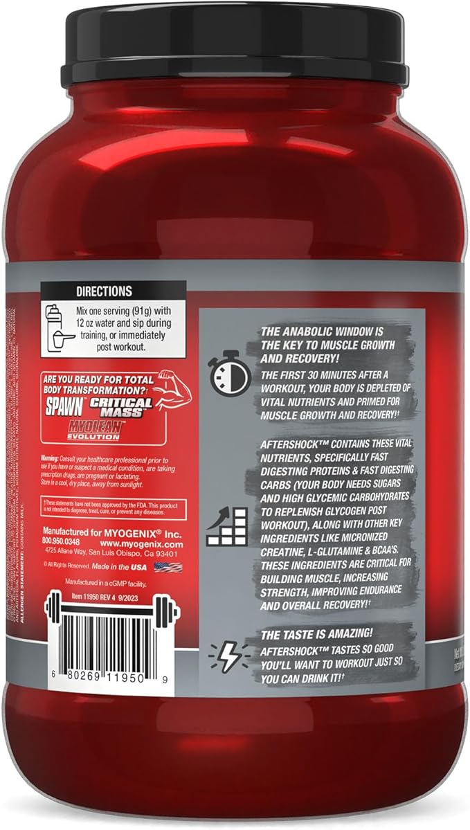 Myogenix Aftershock Post Workout ??Muscle Growth Whey Protein Powder ??Speeds Up Muscle Growth and Recovery ??Supports Joint Health and Replenishes Glycogen ??Fruit Punch, 3 lbs