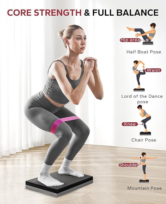 HAPBEAR Exercise Balance Pad - 15"x12" Non-Slip Textured Bottom Stability Training Mat - 2.25" Thick Soft Cushioned Foam for Physical Therapy, Core Training & Home Workouts