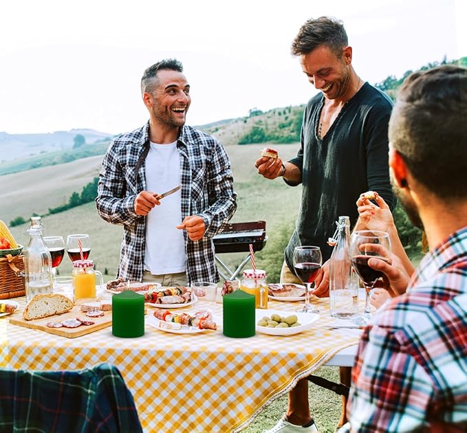 3x4 Inch Green Pillar Candles, 3 Packs Unscented Smokeless Pillar Candles for Christmas, St. Patrick's Day, Easter, Wedding, Party, Home and Dinner Table Decoration, 45 Hours Burn