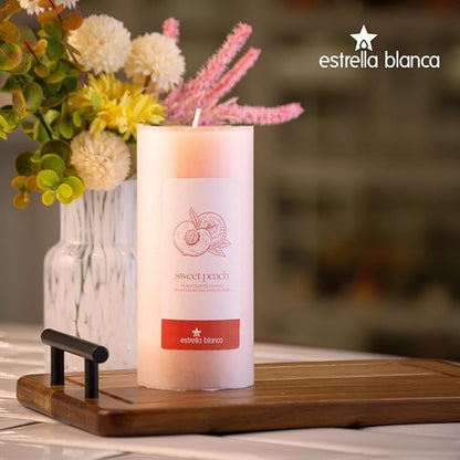 Peach Scented Light Orange Pillar Candles, 3x6 Inch Set of 3, Long Lasting Fall Candles for Home Decor, Thanksgiving Autumn Gifts for Women Men, Halloween, Holiday