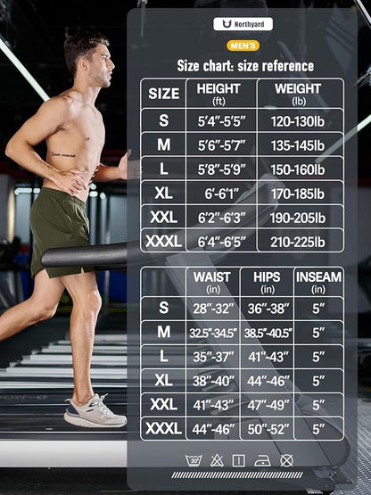 NORTHYARD Men's Running Athletic Shorts 5'' Workout Gym Tennis Short Quick Dry Lightweight Active Sports Basketball