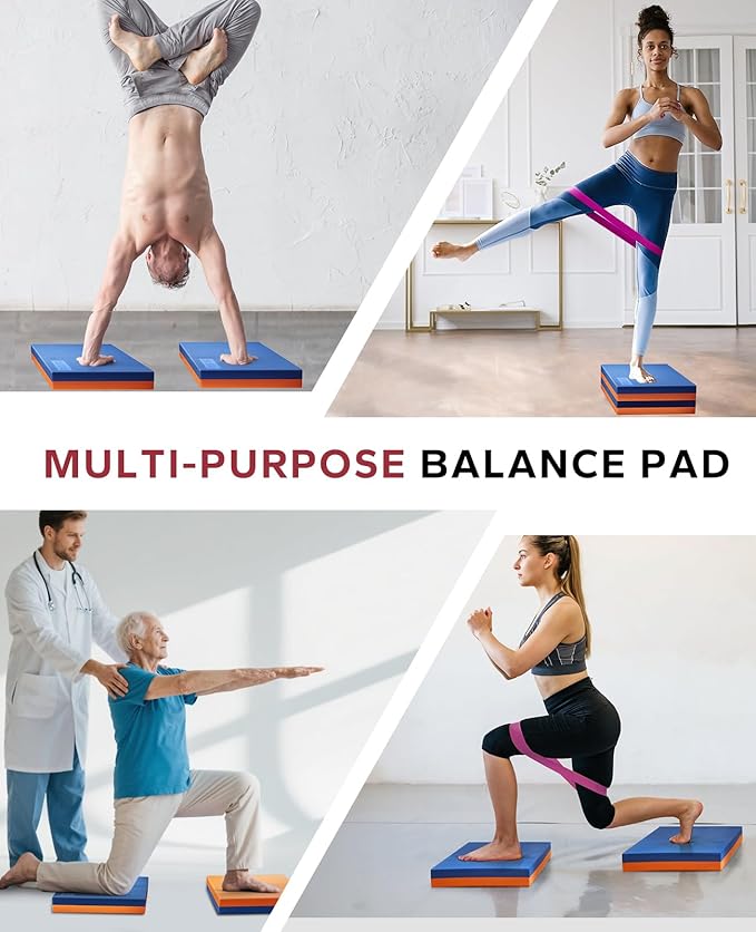 HAPBEAR Exercise Balance Pad - 15"x12" Non-Slip Textured Bottom Stability Training Mat - 2.25" Thick Soft Cushioned Foam for Physical Therapy, Core Training & Home Workouts