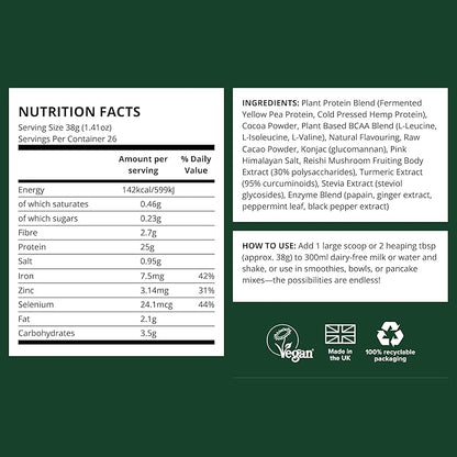 Vivo life Perform Plant Protein Powder - Pea & Hemp Protein Blend with BCAA (34.85 oz, Banana & Cinnamon)