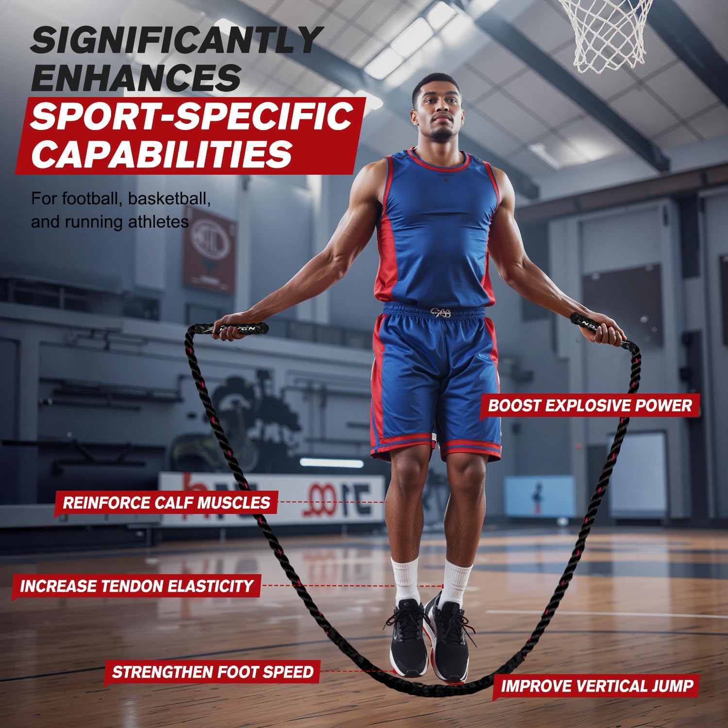 HPYGN Weighted Heavy Skipping/Jump Rope 9.2ft 2.8LB for fitness, Exercise, boxing Gym Training