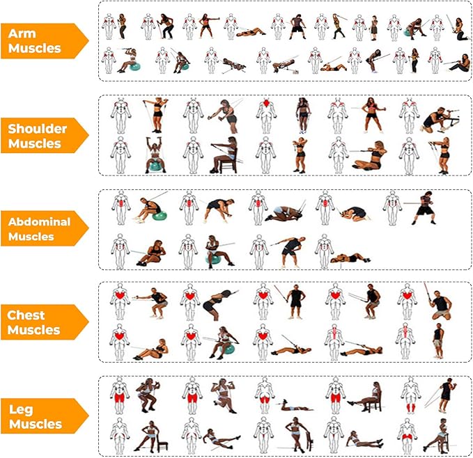 Resistance Band Set,Pull Up Exercise Bands Door Anchors Compatible with Billy's Bootcamp Tae Bo,Weight Loss,Strength Home Workouts Training,Physical Therapy,Yoga,Pilates.