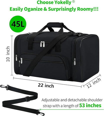 Sports Duffel Bag 22 Inch Travel Gym Duffle - Black