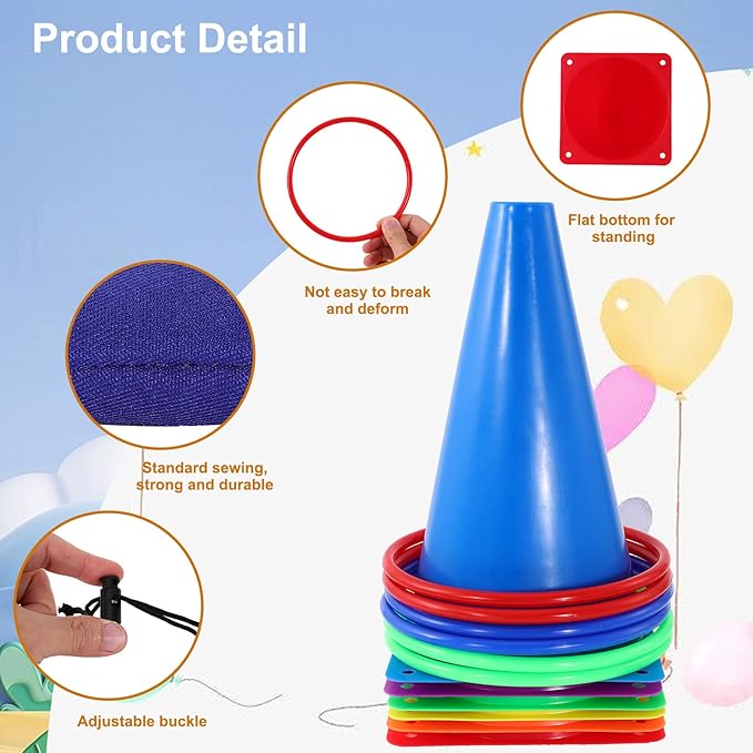 31PCS 3 in 1 Ring Toss Game Carnival Combo Set,Soft Plastic Cones Bean Bags Ring Toss Games,Carnival Games for Kids Adults Birthday Party Throwing Backyard Lawn Game Indoor Outdoor Games Supplies
