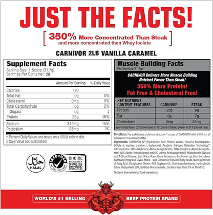 MuscleMeds Carnivor, Light Brown, Vanilla Caramel, 1.95 Pound (Pack of 1)