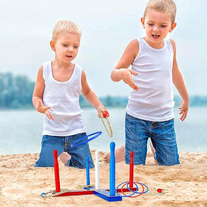 Premium Wooden Ring Toss Game Set - Win SPORTS Throwing Game Indoor Outdoor Games for Kids & Adults,Includes Wood Base,Fun Family or Friends Game
