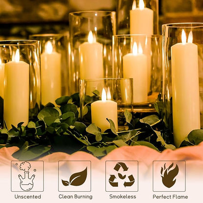 36PC Pillar Candles Bulk 2 in x 3, 6, 8 Inch Long Burning Wax Pillar Candles Unscented Smokeless Dripless for Wedding Centerpieces Spa Lantern Fireplace Home Festival Fall Party Decor (White)