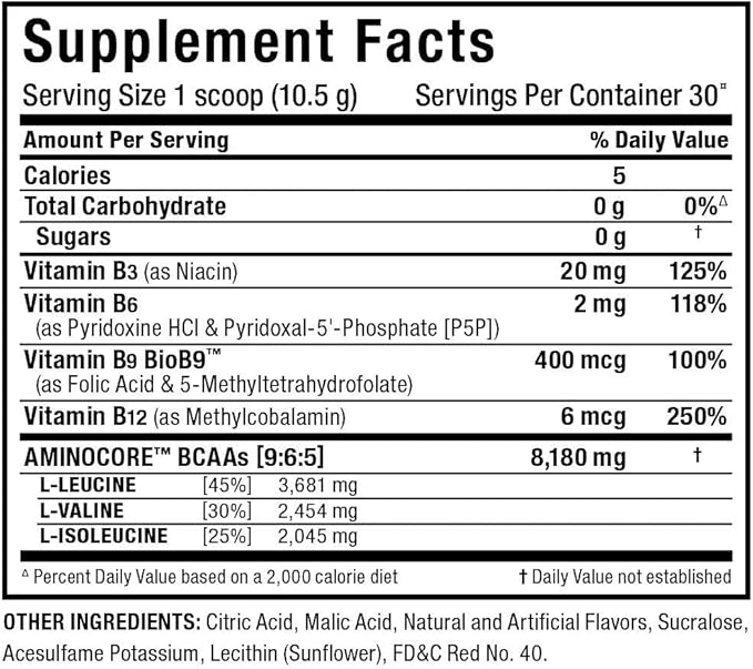 ALLMAX Nutrition AMINOCORE BCAA Powder, 8.18 Grams of Amino Acids, Intra and Post Workout Recovery Drink, Gluten Free, Fruit Punch, 315 g