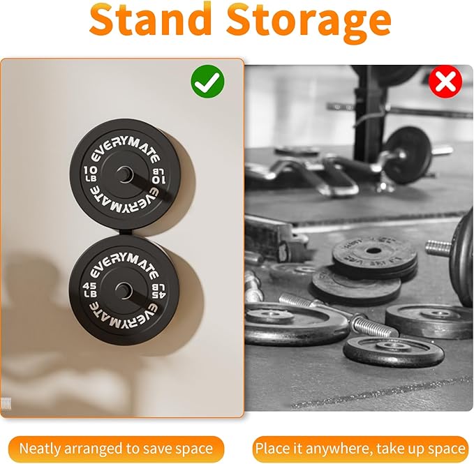 Weight Plate Storage Rack, Olympic Weight Plate Holder, Bumper Plate Storage, Home Gym Organizer