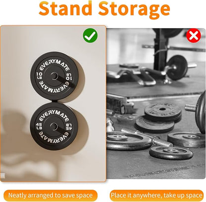 Weight Plate Storage Rack, Olympic Weight Plate Holder, Bumper Plate Storage, Home Gym Organizer