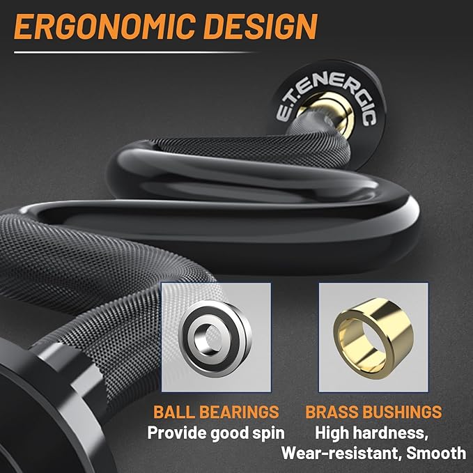 47" Olympic EZ Curl Bar 500-lbs Capacity Steel Barbell Suitable for 2" Weight Plates, 2-Inch Curl Bar for Weight Lifting,Hip Thrusts,Squat,Biceps-Home Gym Weight Bar