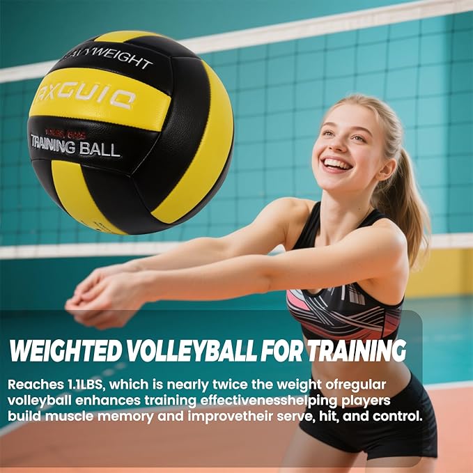 1.1LBS Heavy Weight Volleyball Official Size 5 Setter Training Volleyballs Training Practice,Leather Soft Grip Durability Weighted Volleyball Setting Trainer