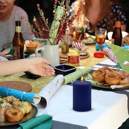 4 Packs Unscented 2x3 Inch Navy Blue Pillar Candles, Small Dripless Colored Wax Column Cylinder Candles for Home Garden Camping Dinner Table Decoration - 24 Hours Burning