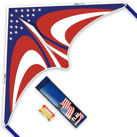 Delta American Flag Kite for Easy to Fly Beach Kite for Fun Family Activities, Kites for Adults and