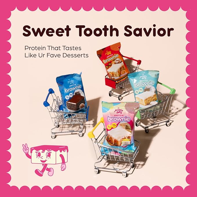 Prime Bites Protein Brownie, High Protein, Collagen Fortified Low Sugar Treat, Delicious Snack - 12 Bars per Box (Banana Nut)