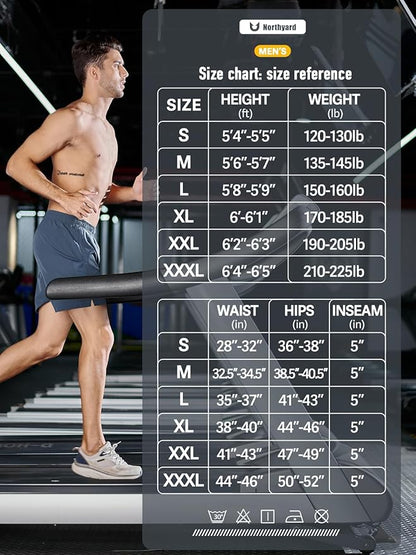 NORTHYARD Men's Running Athletic Shorts 5'' Workout Gym Tennis Short Quick Dry Lightweight Active Sports Basketball