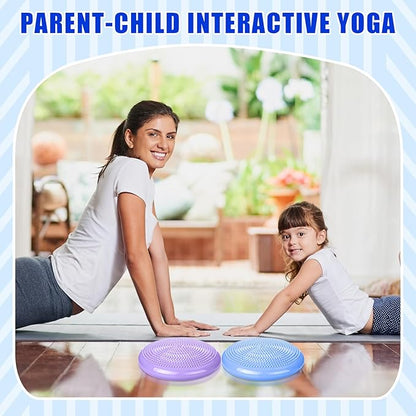 2 Pcs Wiggle Seat Inflated Wobble Cushion Flexible Balance Disc with Air Pump for Core Stability Strengthening Improving Posture Physical Exercise